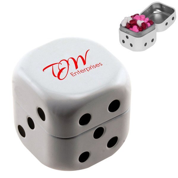 Candy Hearts in Dice Tin