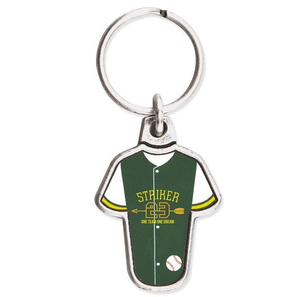 Baseball Jersey Metal Key Chain w/ Full Color Imprint