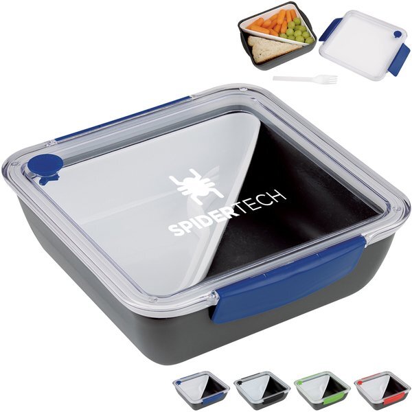 Square Lunch Container w/ Fork & Removable Tray