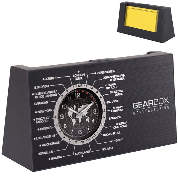 World Time Clock with Business Card Holder