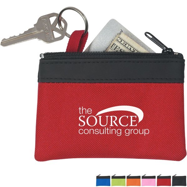 Zippered PVC & Polyester Coin Pouch