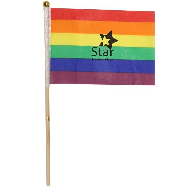 Rainbow Flag w/ Wood Stick, 4" x 6"
