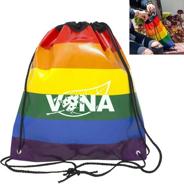 Jumbo Rainbow Laminated Non Woven Drawstring Backpack