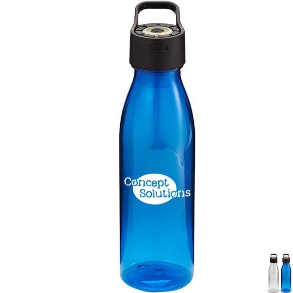 Co-Polyester Water Bottle w/ Rechargeable COB in Lid, 24oz.