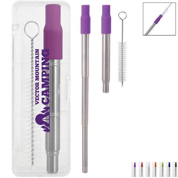 Nova Collapsible Stainless Steel Straw in Case - CLOSEOUT!