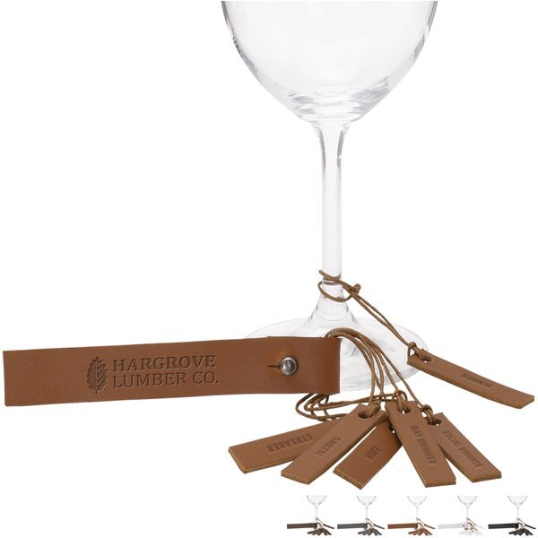 Barrique Leather Wine Glass Charms, Set Of 6