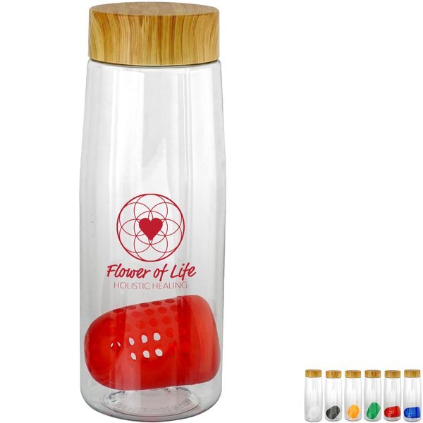 Bamboo Lid Contour Bottle w/ Colorful Floating Infuser, 25oz.