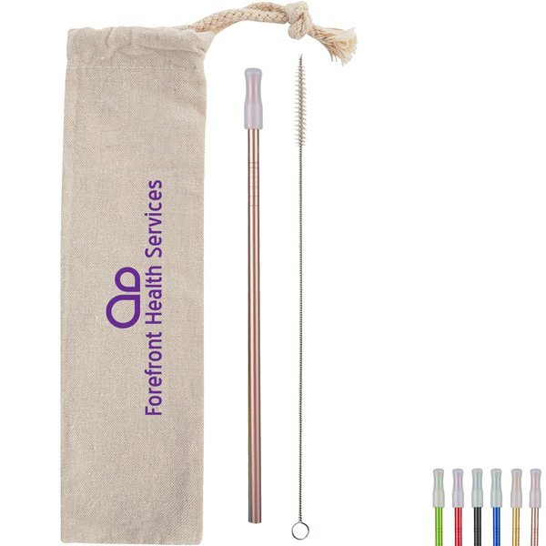 Park Avenue Stainless Steel Straw Kit in Cotton Pouch