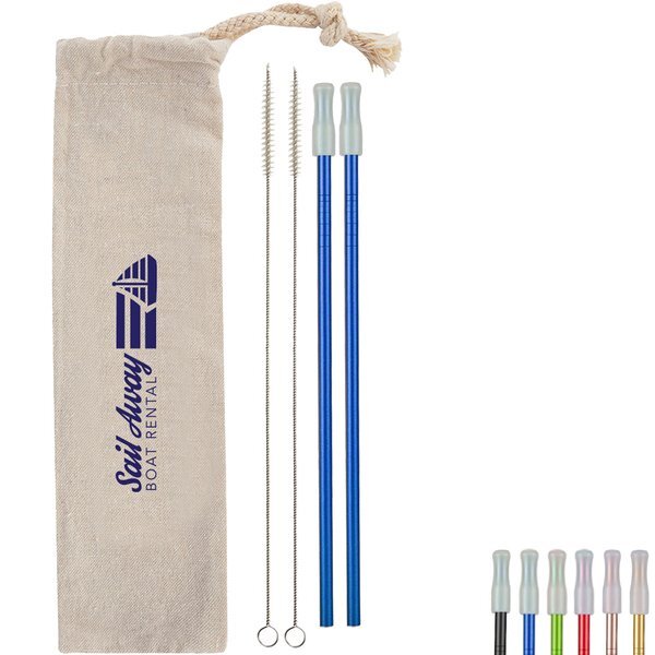 Two-Pack Park Avenue Stainless Straw Kit in Cotton Pouch