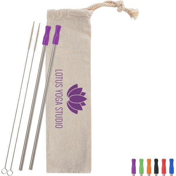 Two-Pack Stainless Straw Kit in Cotton Pouch