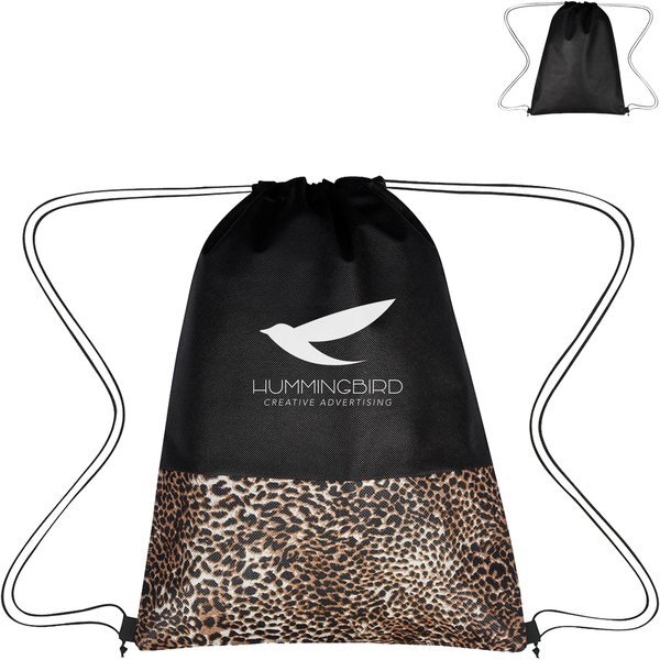 Leopard Print Non-Woven Drawstring Bag