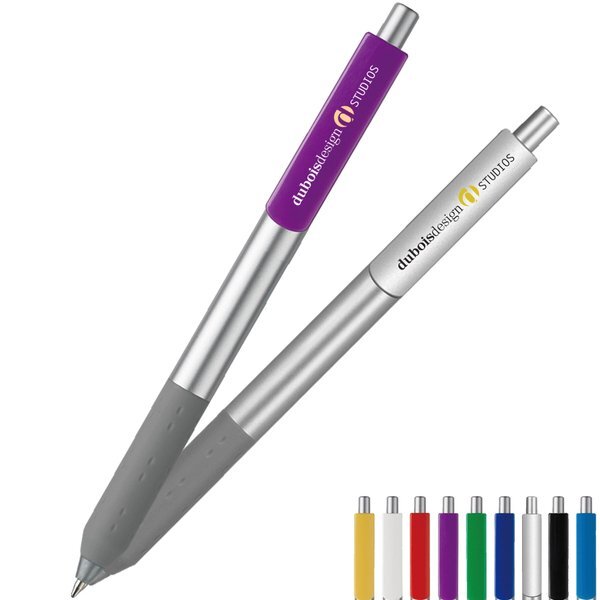 Alamo Metallic Retractable Pen w/ Full Color XL Clip