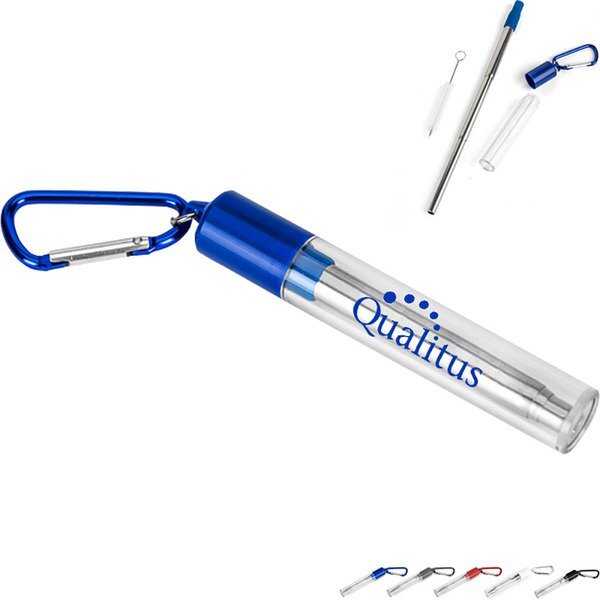 Stainless Collapsible Straw with Carabiner Case