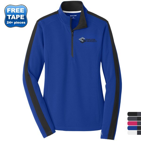 Sport-Tek® Sport-Wick® Textured Colorblock Ladies' 1/4 Zip Pullover
