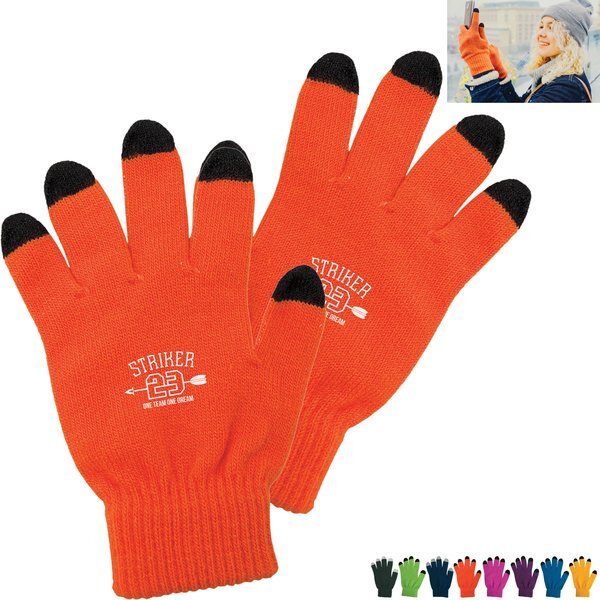 Touch Screen Acrylic Gloves, Bright Colors