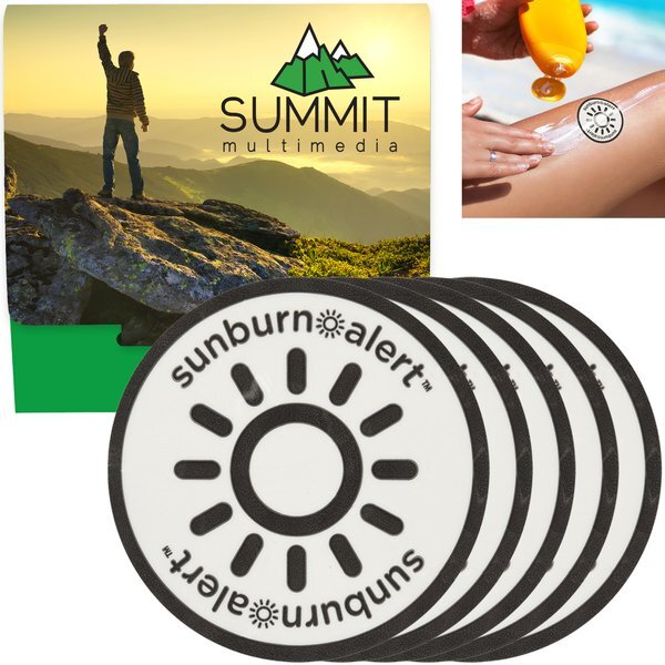 Sunburn Alert UV Color-Changing Sticker w/ Custom Pack, 5 Pack