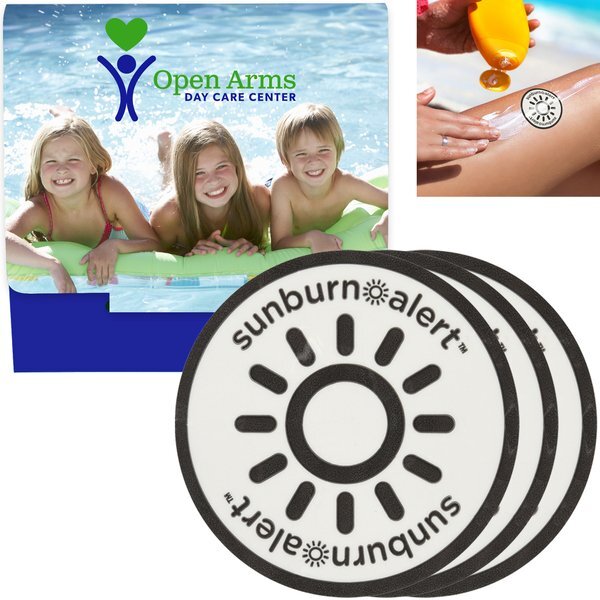 Sunburn Alert UV Color-Changing Sticker w/ Custom Pack, 3 Pack