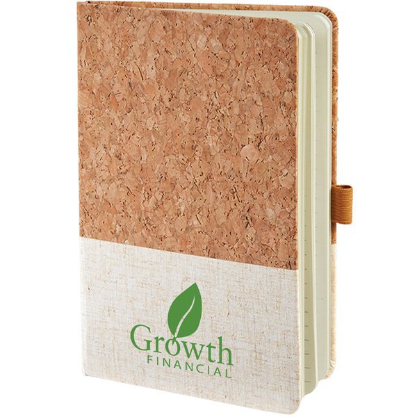 Hard Cover Cork and Heathered Fabric Journal, 5-1/2" x 8-1/4"