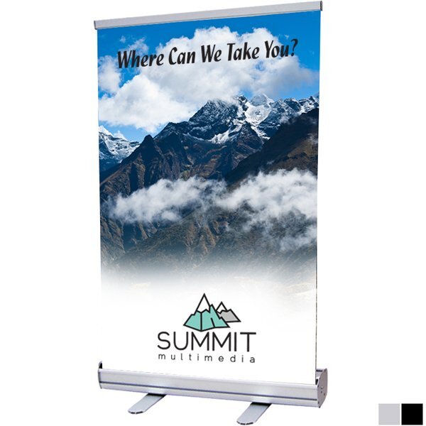 Economy Tabletop No-Curl Opaque Fabric Retractor Banner Kit, 24"