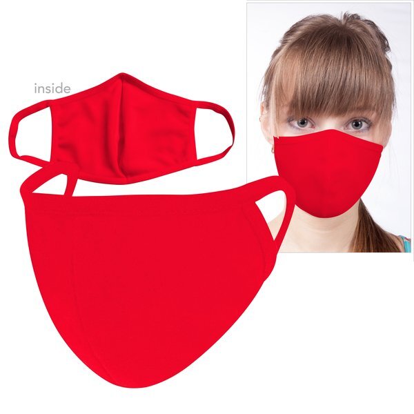 Reusable Washable Double Layer Cotton Poly Face Mask, Red