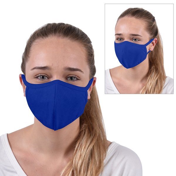 Reusable Washable Double Layer Cotton Poly Face Mask, Royal