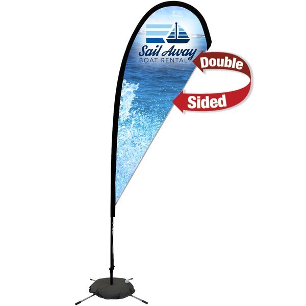 Premium Double Sided Teardrop Sail Sign with Scissor Base, 8'