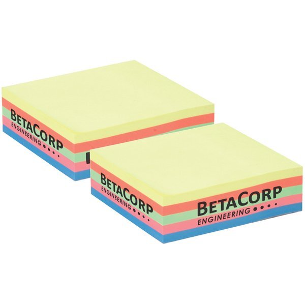 Neon 5-Color Sticky Note Cube, 3" x 3" x 7/8"