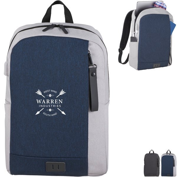 NBN Whitby Slim 15" PolyCanvas Computer Backpack w/ USB Port