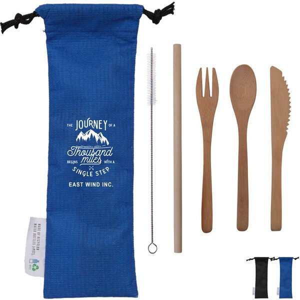 Bamboo Utensil Set in RPET Pouch