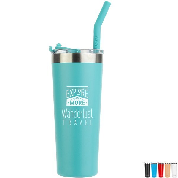 NAYAD® Trouper Stainless Steel Double Wall Tumbler w/ Straw, 22oz.
