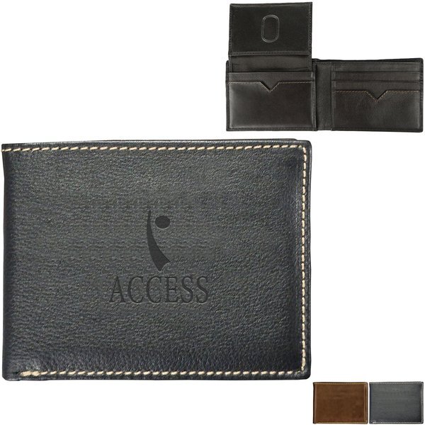 Andrew Philips® Leather Contrast Stitch Bifold Wallet