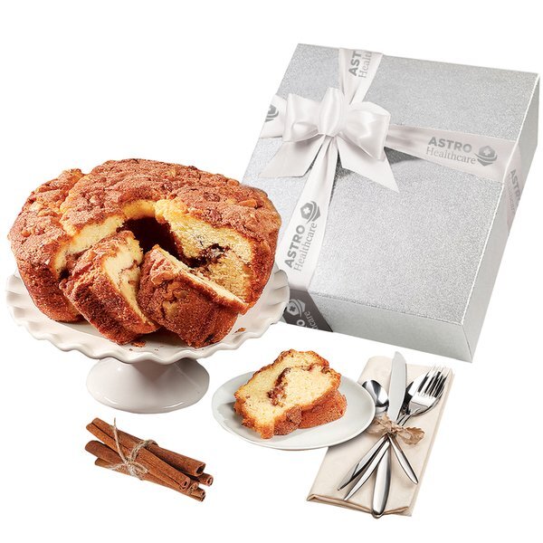 Cinnamon Walnut Coffee Cake In Silver Gift box