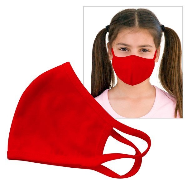 Reusable Double Layer Cotton Poly Face Mask Youth Red - IN STOCK