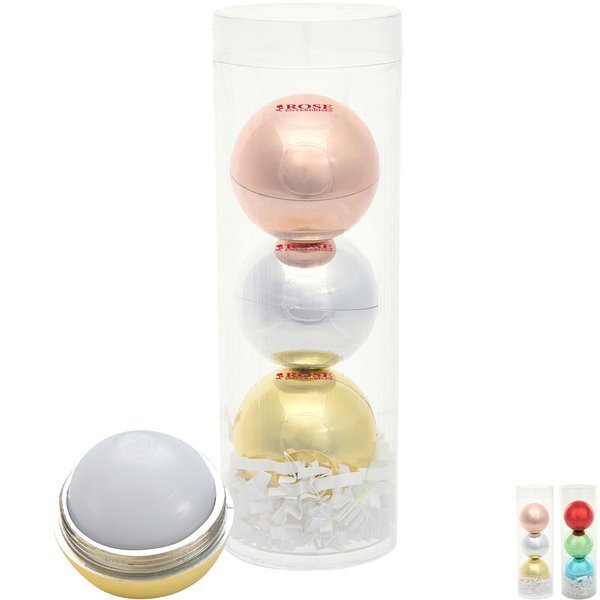 Metallic Lip Moisturizer Ball Tube Gift Set, 3 Pack