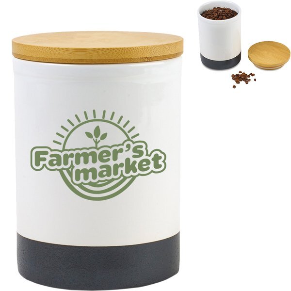 Aurora Bamboo Ceramic Coffee Canister