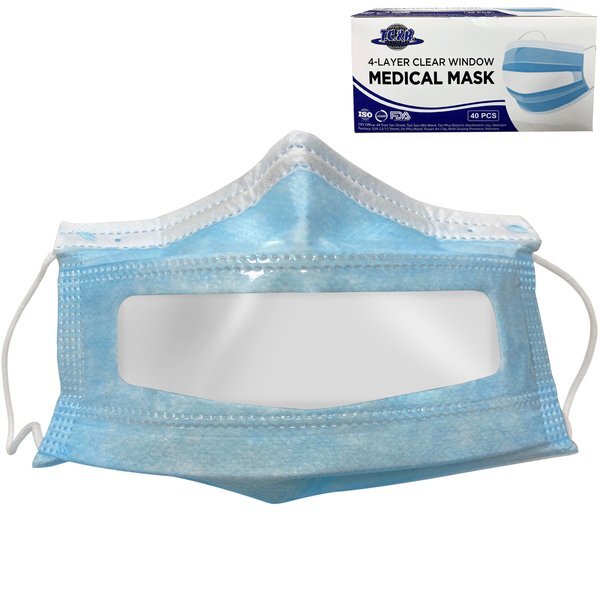 Disposable 4-Layer Protective Face Mask with Clear Window, pack of 10