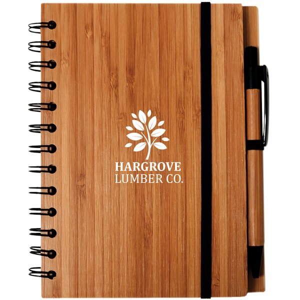 Syracuse Bamboo Cover Notebook & Pen Set, 5-1/2" x 7-1/8"