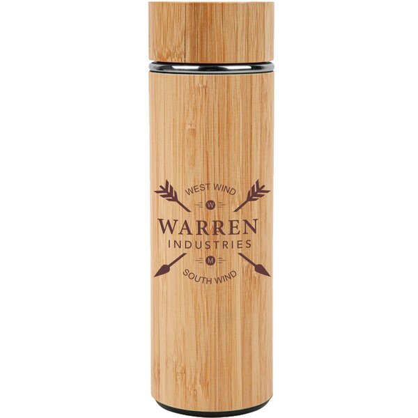 Bamboo & Stainless Steel Copper Lined Vacuum Insulated Water Bottle, 16oz.