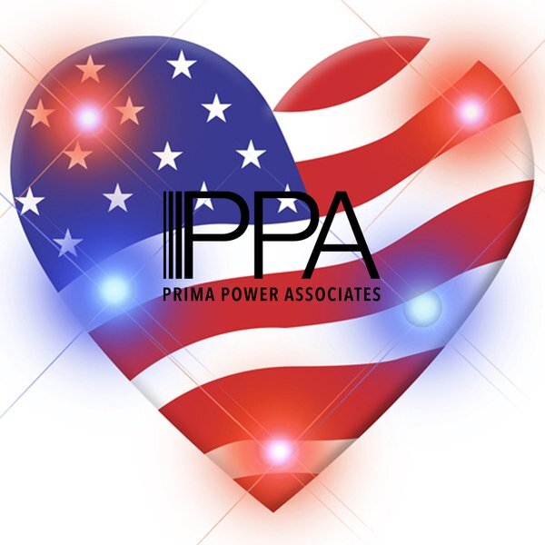 American Flag Heart Flashing LED Lapel Pin