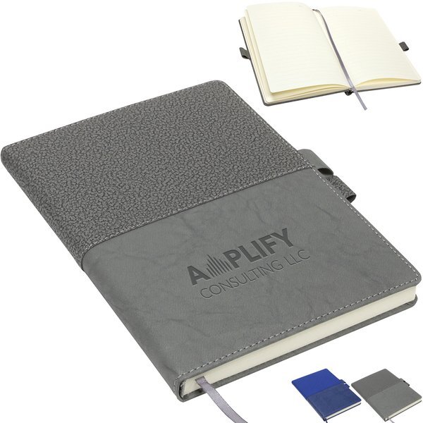 Quarry Textured Hard Cover Journal w/ Interlocking Pen Closure, 8-3/8" x 5-3/4"