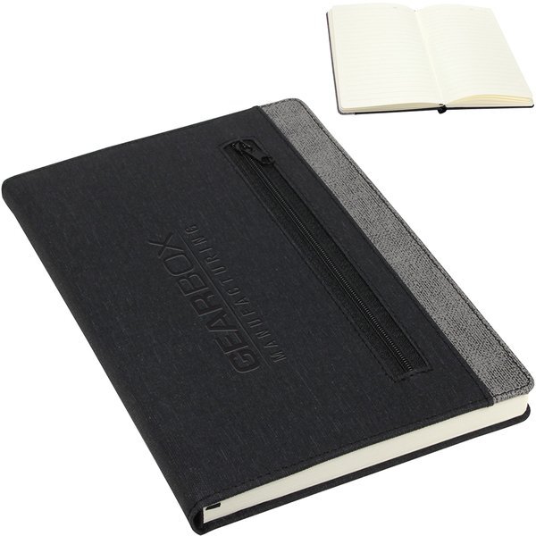 Zip-It Hard Cover Pocketed Journal, 8-3/8" x 5-3/4"