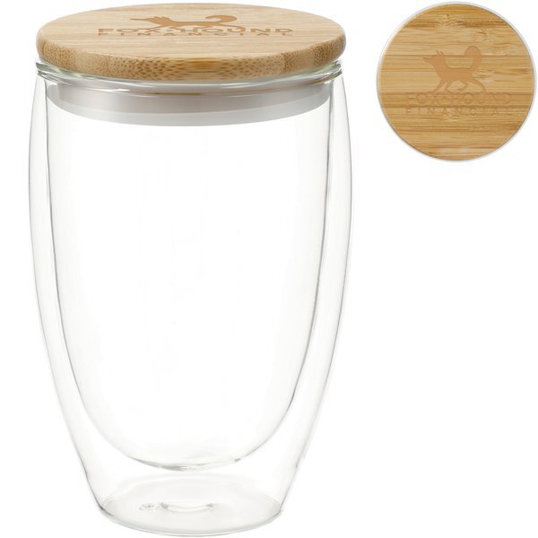 Easton Glass Cup w/ Bamboo Lid, 12oz.