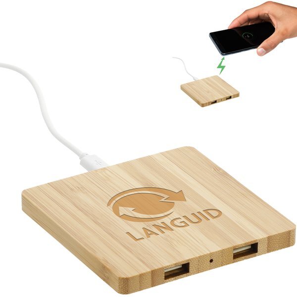 Bamboo Wireless Charging Pad w/ Dual Outputs