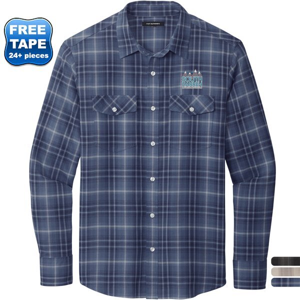 Port Authority® Long Sleeve Ombre Plaid Men's Shirt