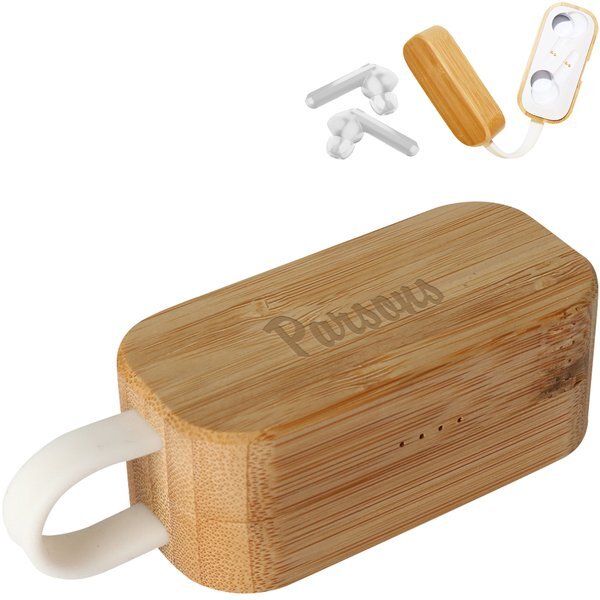 TWS Earbuds in Bamboo Charging Case