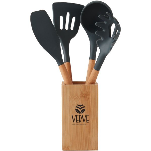 Five-Piece Bamboo & Silicone Utensil Set