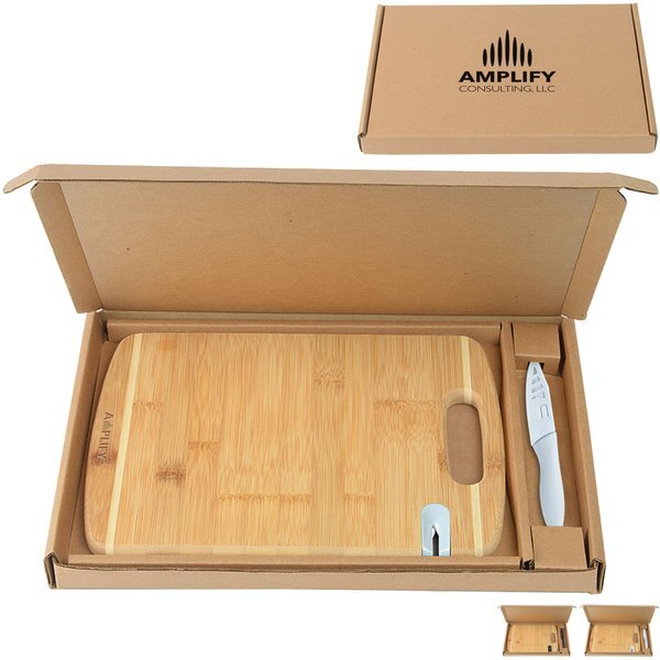 Bamboo Sharpen-It™ Cutting Board w/ Knife Gift Box Set