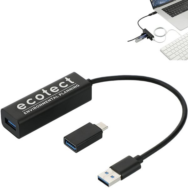 Aluminum 4-Port USB 3.0 Hub w/ Type C Adapter