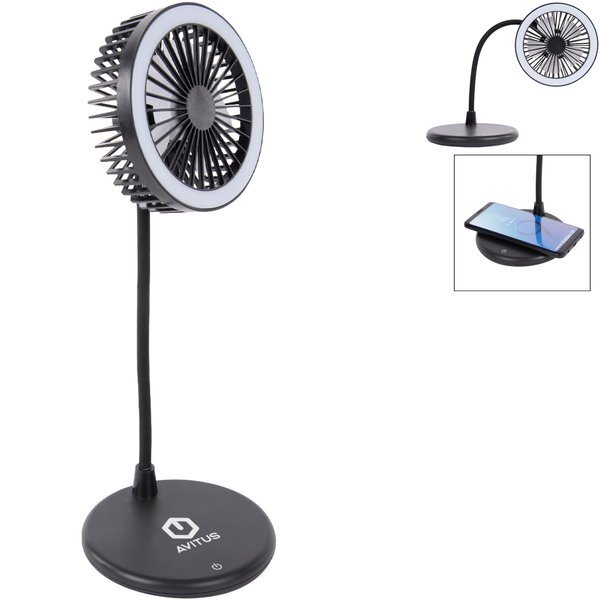 Desktop Fan w/ Ring Light & Wireless Charger