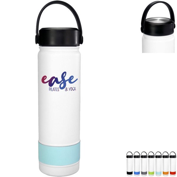 Colorful Metal Top Banded Stainless Steel Bottle, 24oz.